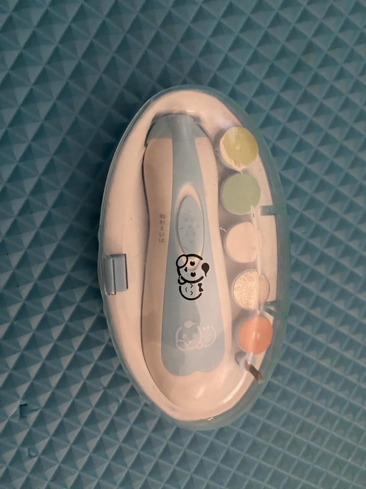 Royal Angels Upgraded 21 in 1 Baby Nail Trimmer with Labeled Case, 13 Extra Replacement Pads, Safe Electric Baby Nail File Kit for Newborns & Toddlers, Whisper Quiet Nail Clipper with LED Light (Blue) customer photo 1