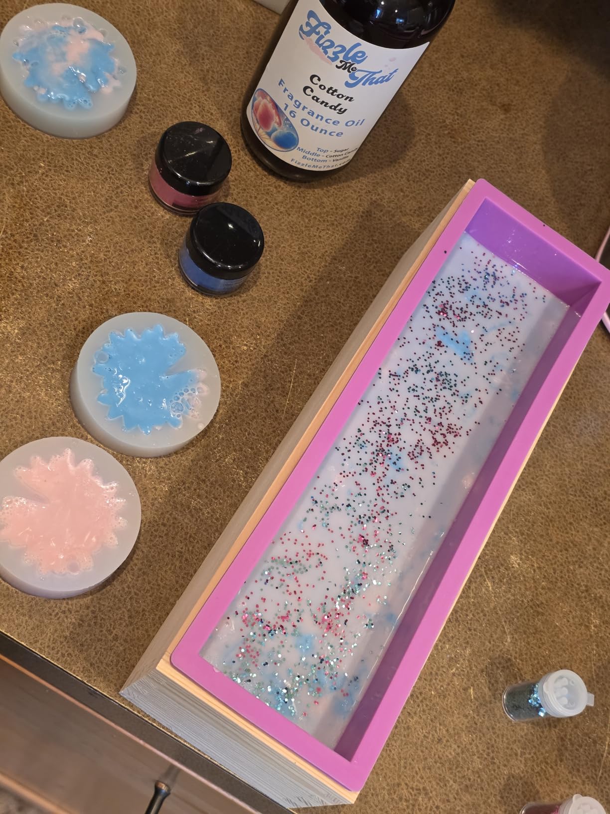 Ogrmar Flexible Rectangular Soap Silicone Mold with Wood Box DIY Tool for Soap Cake Making 42oz (Purple-2PCS) customer photo 1