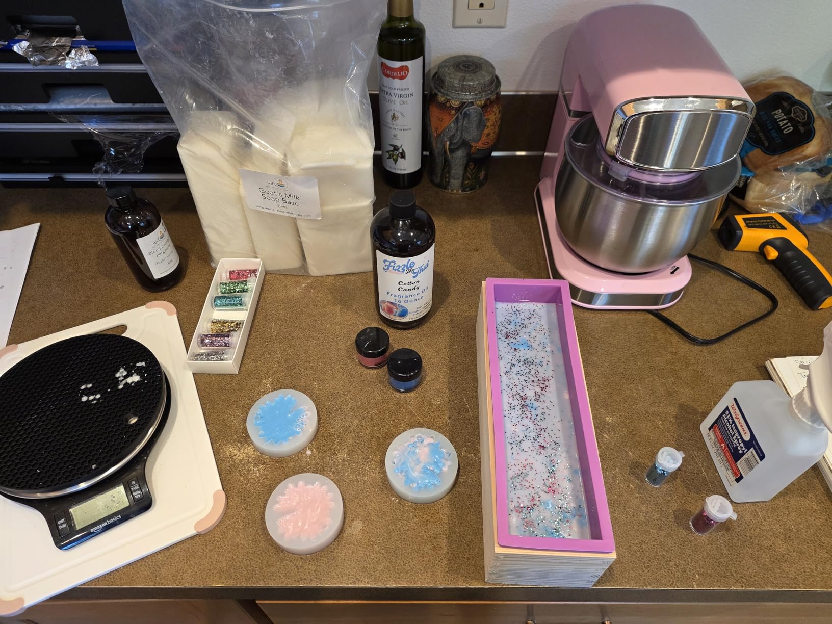 Ogrmar Flexible Rectangular Soap Silicone Mold with Wood Box DIY Tool for Soap Cake Making 42oz (Purple-2PCS) customer photo 2