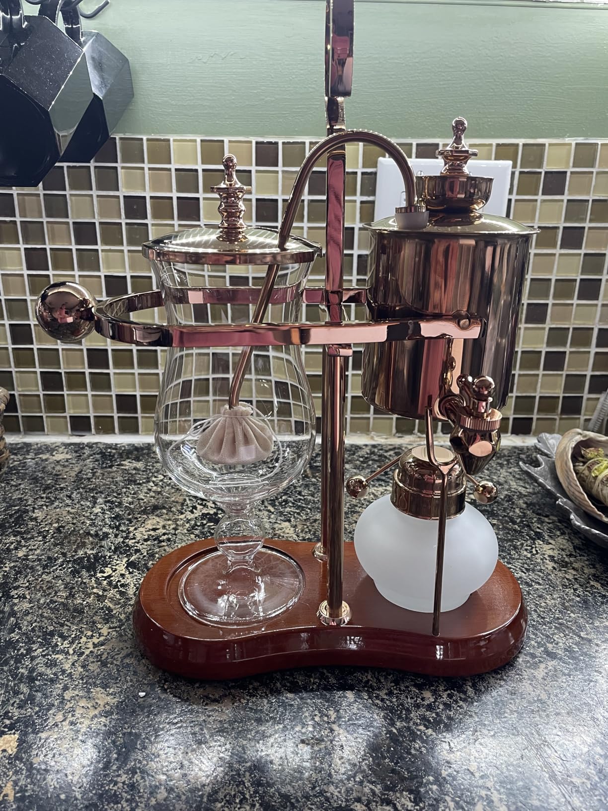 Nispira Belgium Royal Family Balance Syphon Unique Gravity Vintage Coffee Maker Vacuum Brewing System Copper 500 ml customer photo 1