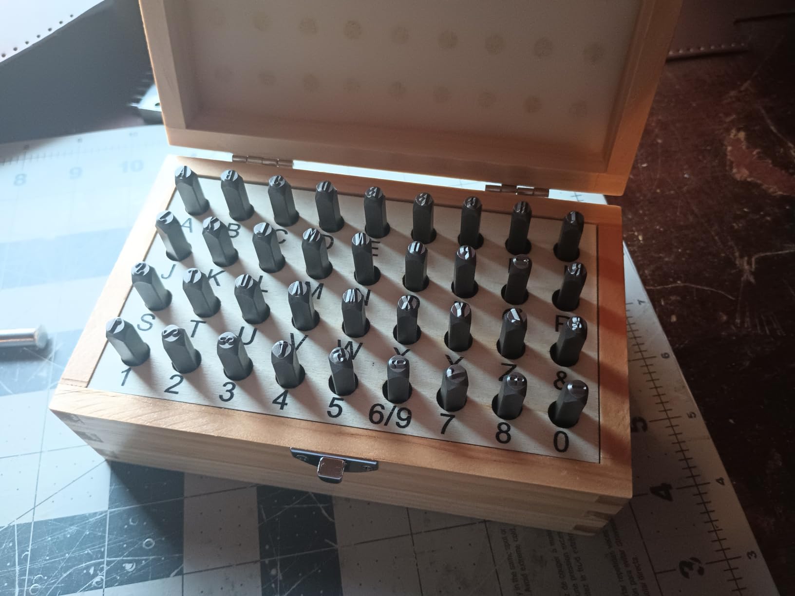 Amazon Basics Metal Stamping Kit, Alphabet and Number Stamps, 36-Piece Set with Wood Storage Case, for Leather, Wood, Clay, Crafting customer photo 2