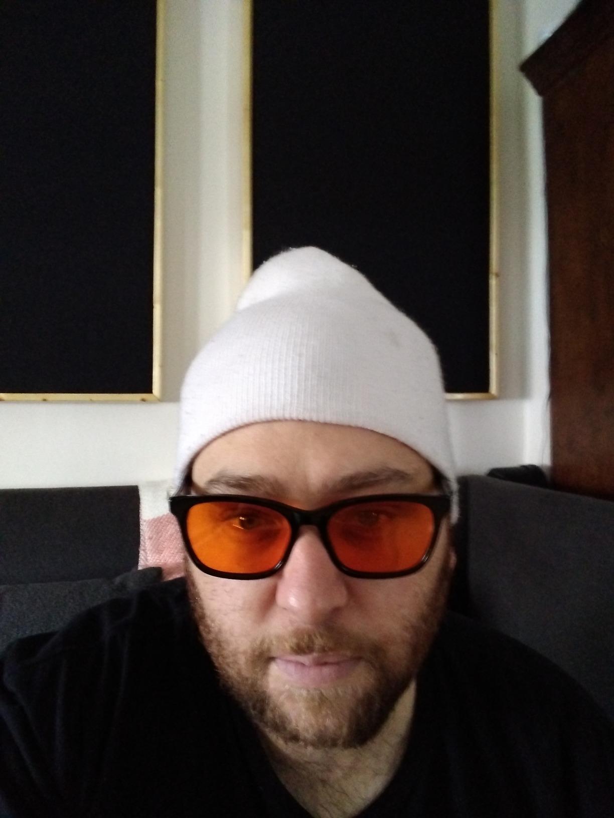 XL Orange Blue Light Blocking Glasses for Better Sleep - 99.5% Premium Acetate Computer Migraine Glasses for Men - Amber Tint Gaming Glasses - TV Blue Light Blockers Gamer Glasses for Eye Strain customer photo 1