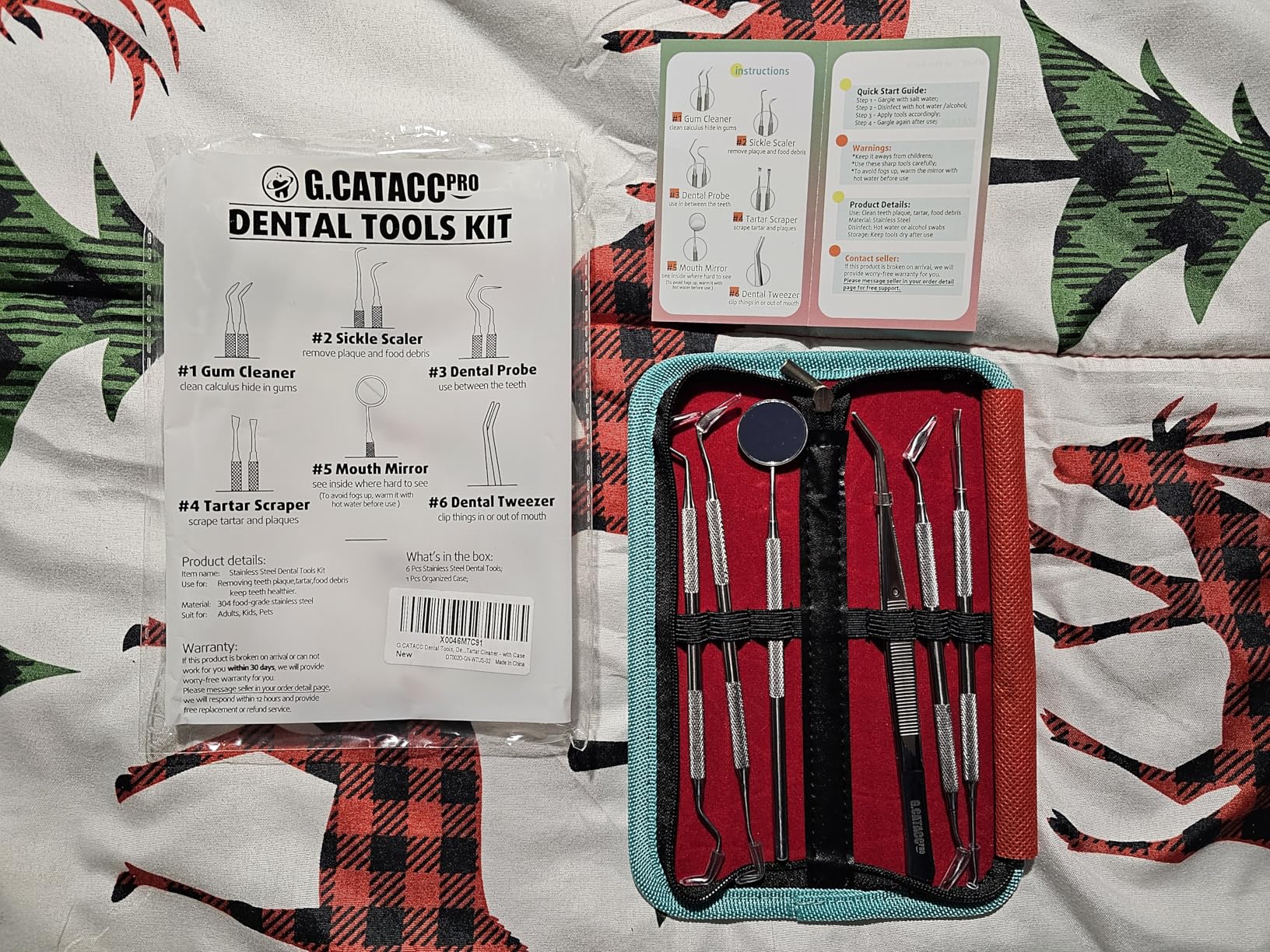 G.CATACC Dental Tools, Dental Pick Teeth Cleaning Tools Hygiene Kit, Plaque Remover for Teeth, Professional Stainless Steel Tooth Scraper Plaque Tartar Cleaner - with Case customer photo 1