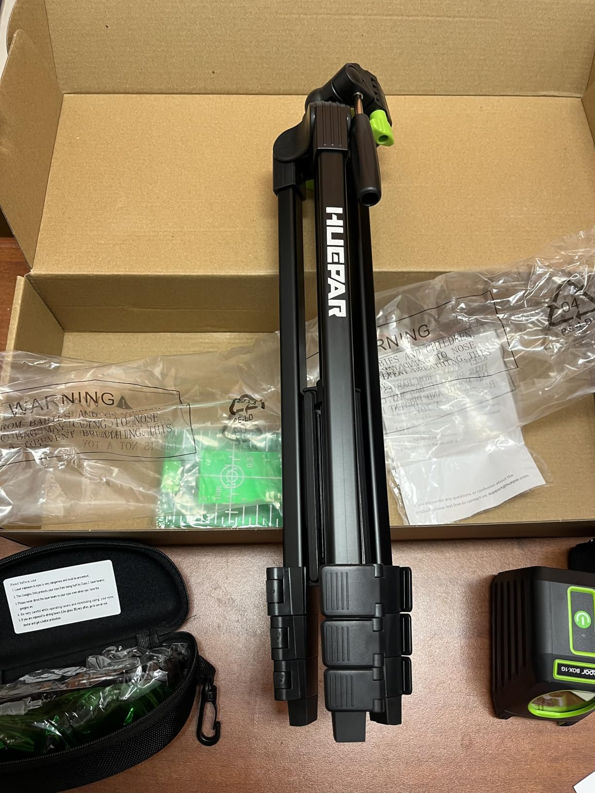 Laser Level Self Leveling, Huepar Box-1G 150Ft Green Cross Line Laser for Picture Hanging, Tile, Decoration & DIY Construction - 360° Magnetic Base & AA Battery, Outdoor Use Pulse Mode with Receiver customer photo 1