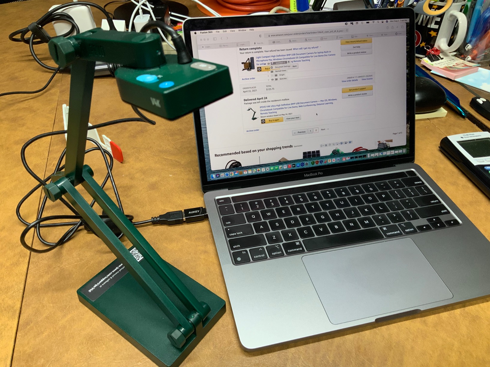 IPEVO V4K Ultra High Definition 8MP USB Document Camera - Mac OS, Windows, Chromebook Compatible for Live Demo, Web Conferencing, Distance Learning, Remote Teaching, Green customer photo 1