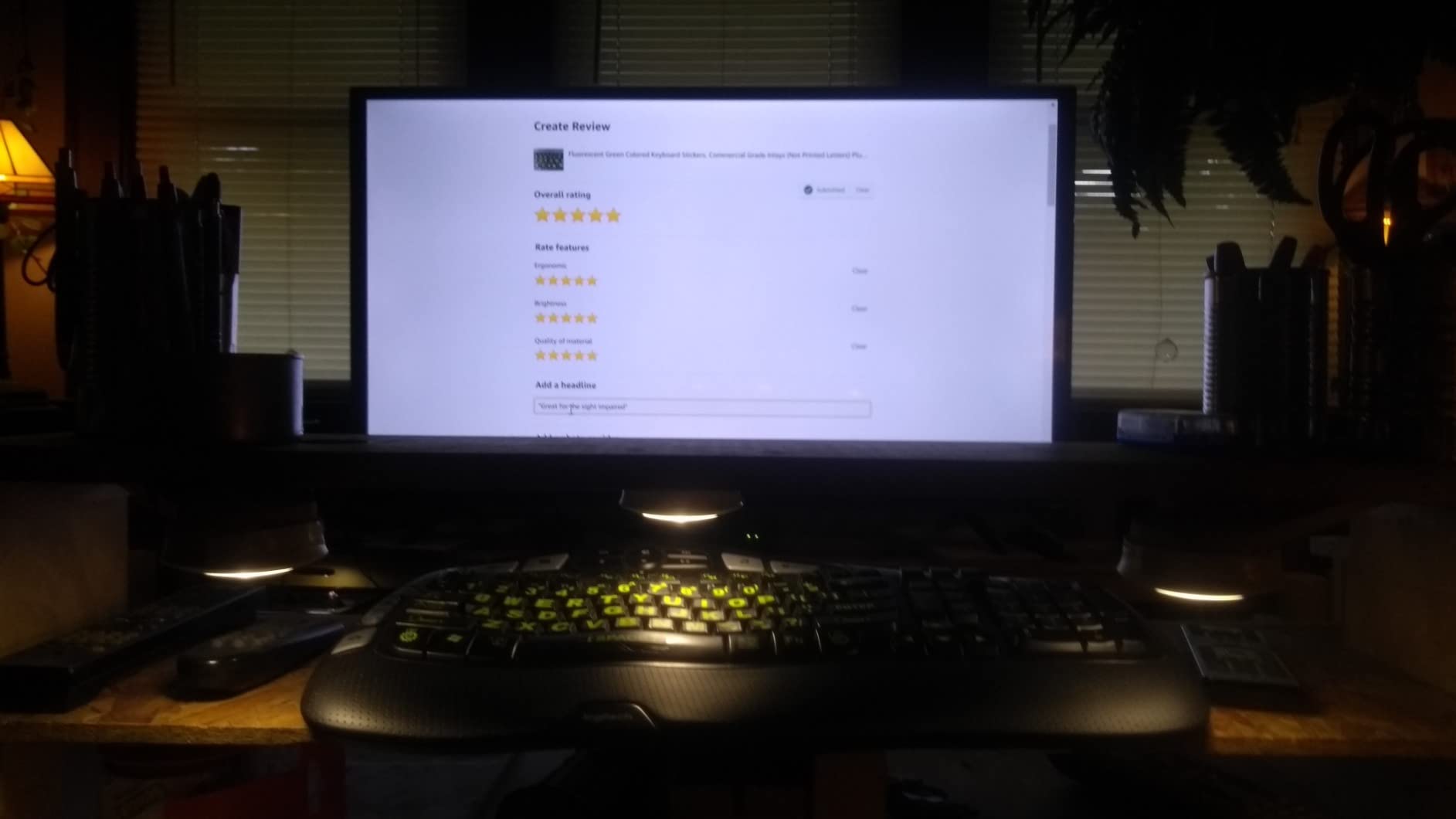 Keyboard Stickers Big Bright Luminescent Symbols. Will Not Wear or Fade. 3 Yr. Warranty. Great for Sight Impaired. (U.S. English Keyboard) Also Includes Pocket/Purse Magnifier, USB LED & Tweesers. customer photo 1