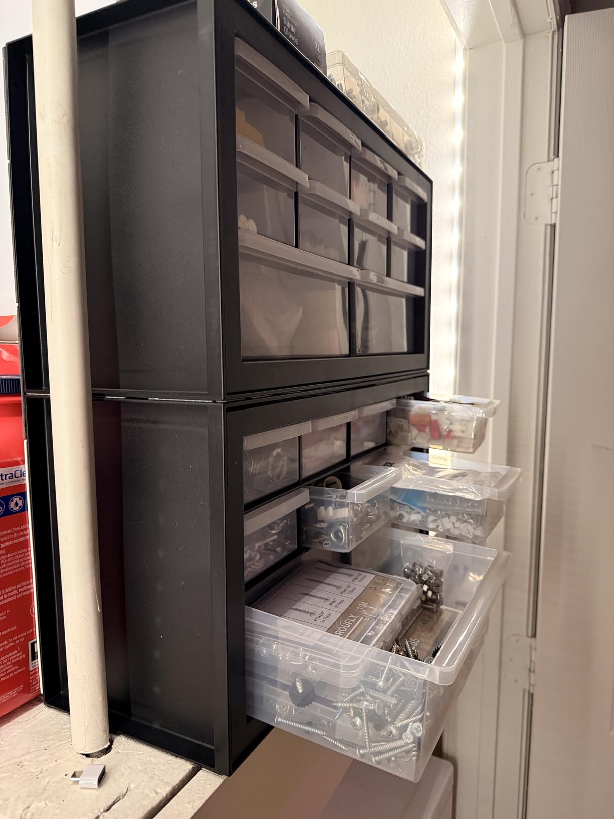 IRIS USA Small Parts Storage, Made in USA, Cabinet, 44-Drawer Organizer for Screws, Nuts, Bolts, Electronics, Hardware, Beads, Crafts, Building Bricks, Stackable Garage Storage - Black customer photo 1