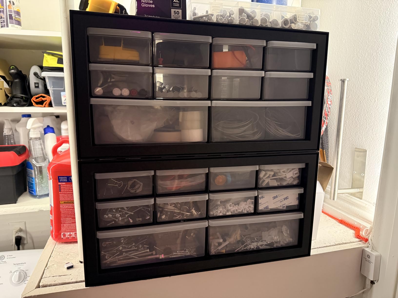 IRIS USA Small Parts Storage, Made in USA, Cabinet, 44-Drawer Organizer for Screws, Nuts, Bolts, Electronics, Hardware, Beads, Crafts, Building Bricks, Stackable Garage Storage - Black customer photo 2