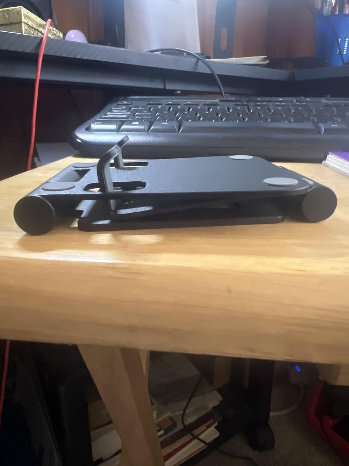 Nulaxy Dual Folding Cell Phone Stand, Fully Adjustable Foldable Desktop Phone Holder Cradle Dock Compatible with iPhone 17 16 15 14 13 12 11 Pro Max Xs Xr X 8, Nintendo Switch, All Phones customer photo 1