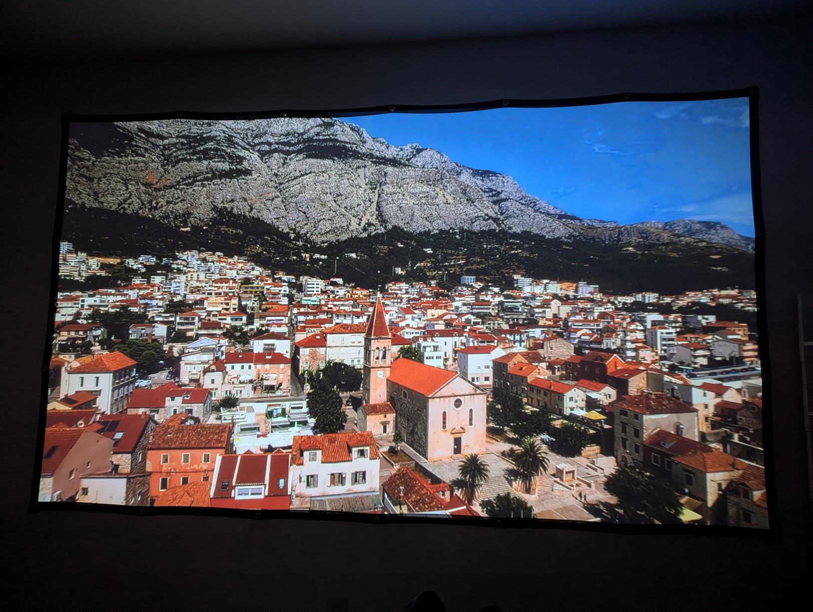 120 inch Projector Screen 16:9 Foldable Anti-Crease Portable Projector Movies Screens for Home Theater Outdoor Indoor Support Double Sided Projection customer photo 2