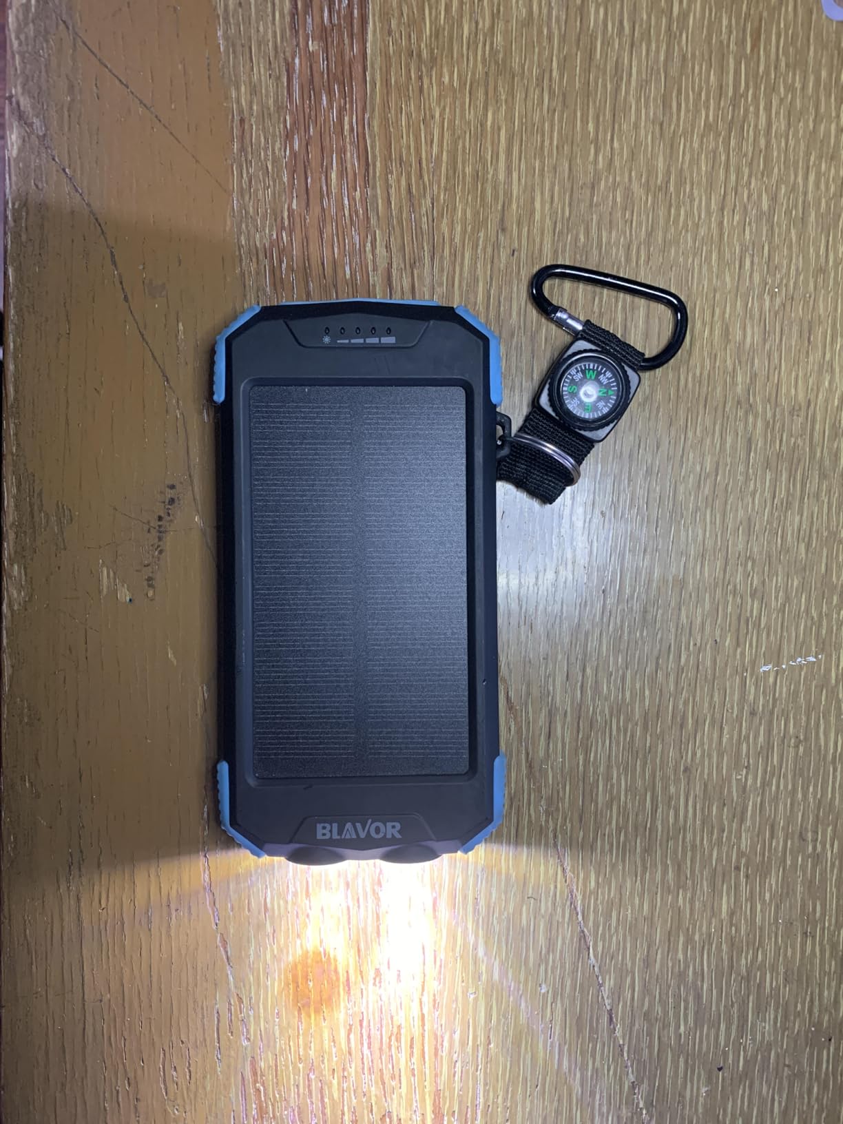 BLAVOR Solar Power Bank 10,000mAh, Portable Wireless Charger, 20W Fast Charging External Battery Pack with USB C for Cell Phones, Solar Panel Charging with Dual Flashlight for Camping customer photo 2