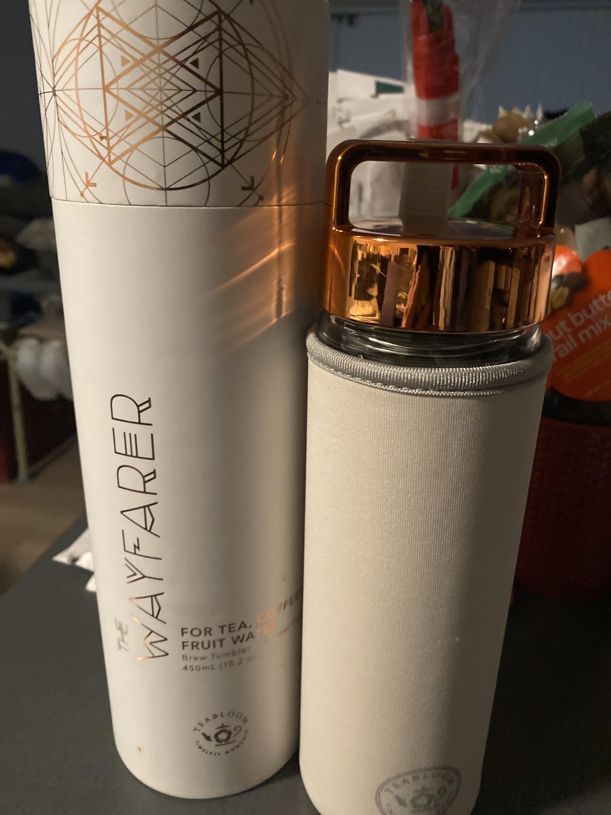 Teabloom All-Purpose Beverage Tumbler - 15 oz / 450 ml Insulated Glass Bottle - Tea, Coffee, Fruit Infused Water - All-Temperature Travel Mug - Stainless Steel Infuser Basket - The Wayfarer Tumbler customer photo 1