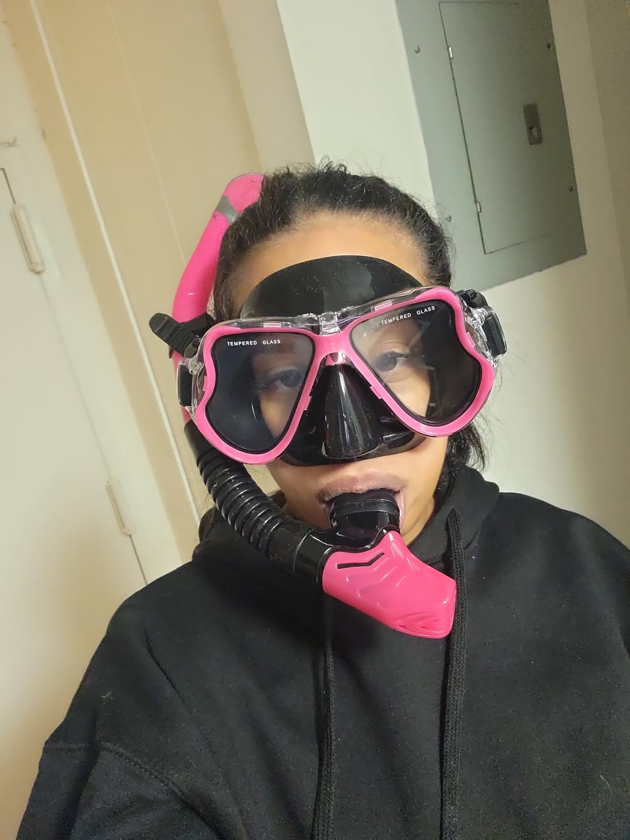 Greatever Dry Snorkel Set,Panoramic Wide View Anti-Fog Scuba Diving Mask,Professional Snorkeling Gear for Adults Kids customer photo 2