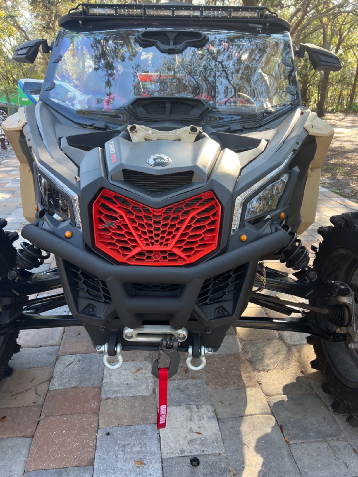 SuperATV Winch Ready Front Bumper For Can-Am Maverick X3, Mount Any SuperATV Black Ops Winches, Includes 2 Tow Clevises And ARMW Armor For Protection, Full Front End Protection, See Fitment, USA Made customer photo 2