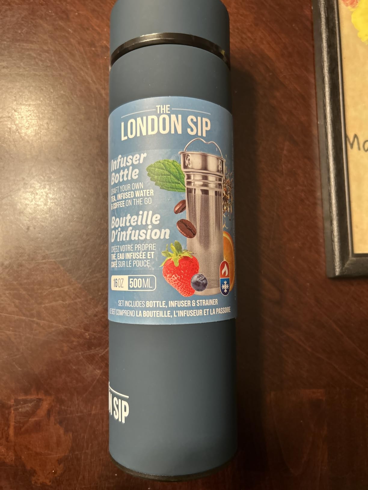 London Sip Multi-Purpose Tea Infuser Travel Mug and Tumbler Fruit Infuser Flask Hot and Cold Double Wall Stainless Steel Thermos with Extra-Long Infuser, Midnight Teal customer photo 1