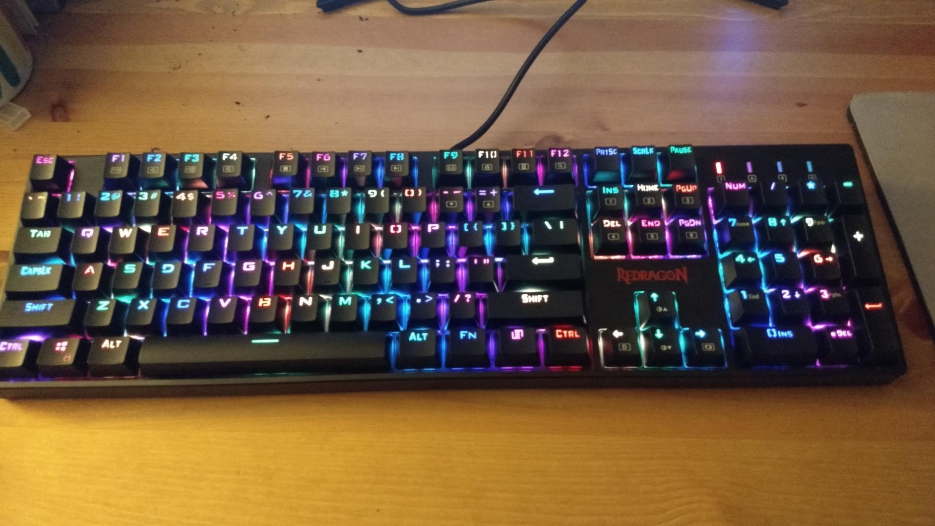 Redragon K582 RGB Mechanical Gaming Keyboard, 100% 104 Keys Standard Layout Gaming Keyboard with Double-Shot ABS Keycaps, Dynamic 16.8M RGB Backlit & Linear Red Switch, Redefine Software Supported customer photo 1