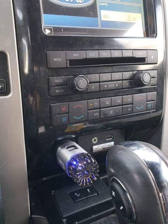 Car Air Purifier Ionizer - 12V Plug-in Ionic Anti-Microbial Car Deodorizer with Dual USB Charger, Smoke Smell, Pet and Food Odors Eliminator (Matte Black) customer photo 1