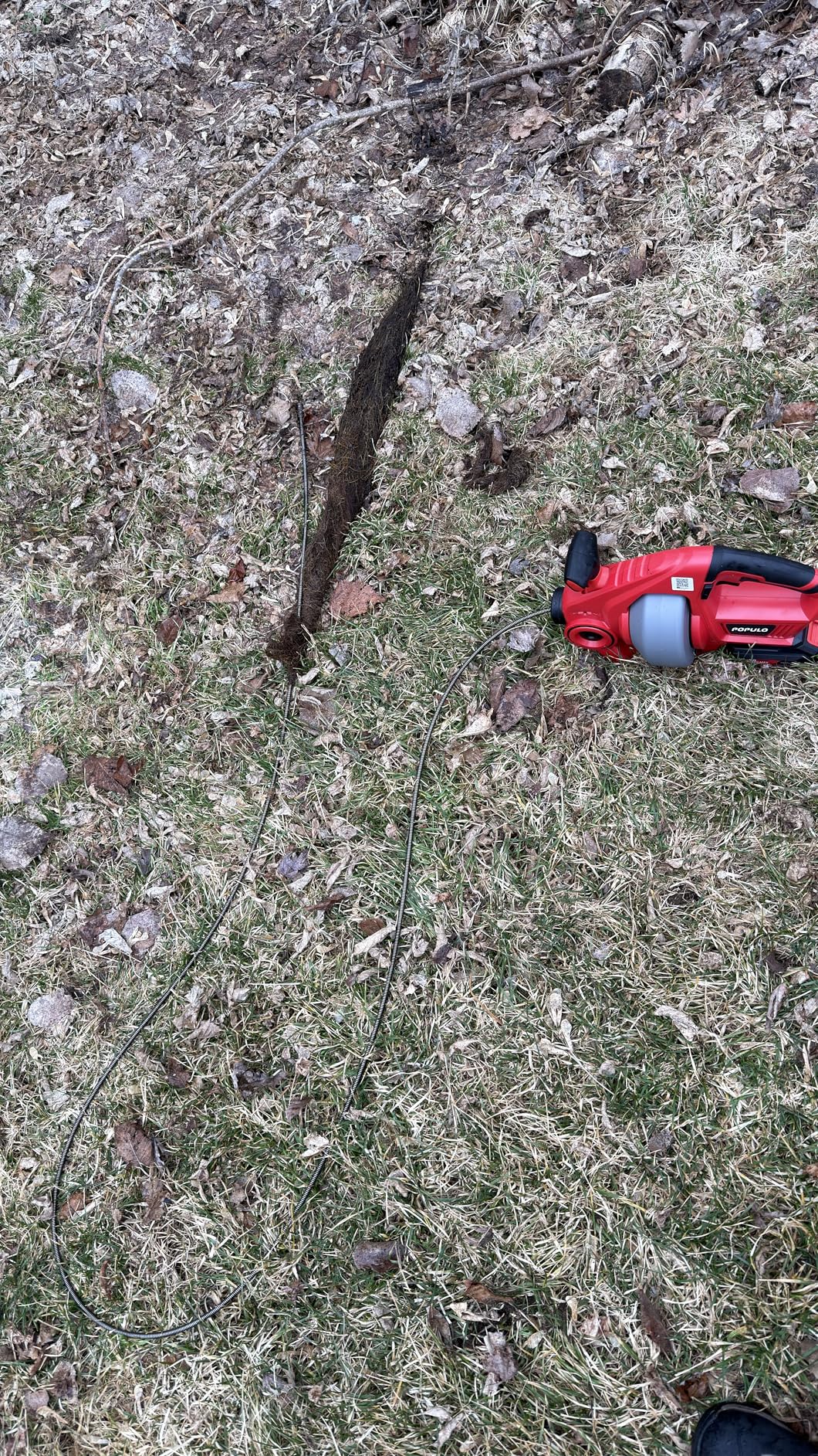 POPULO 20V Cordless Electric Drain Auger, 25Ft Auto-Feed Drain Snake with Replaceable Cable, for Kitchen, Bathroom, Shower Pipes (3/4