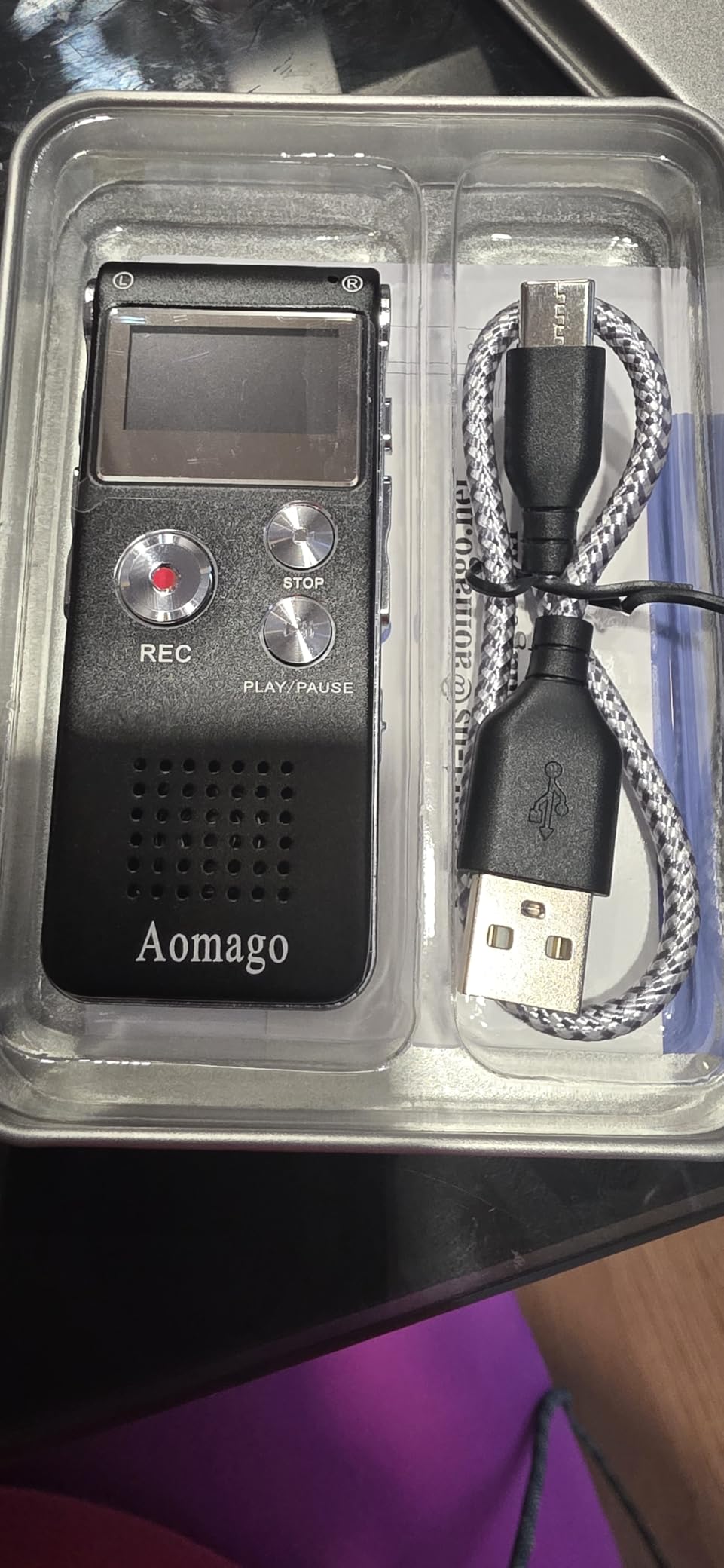 64GB Digital Voice Recorder Voice Activated Recorder for Lectures, Meetings, Interviews Aomago Audio Mini Recorder Portable Tape Dictaphone with Playback, USB, MP3 customer photo 2