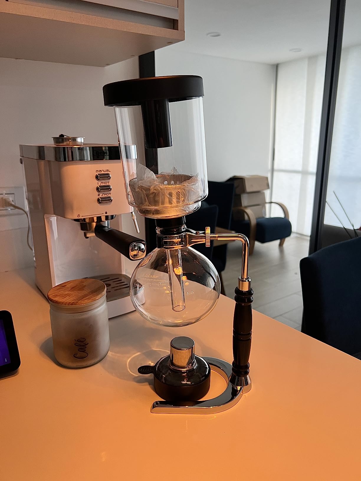 YUCHENGTECH Siphon Syphon Coffee Maker Tabletop Glass Siphon Pot Glass Technica Siphon Vacuum Coffee Maker(5 Cups(600ml)) customer photo 1