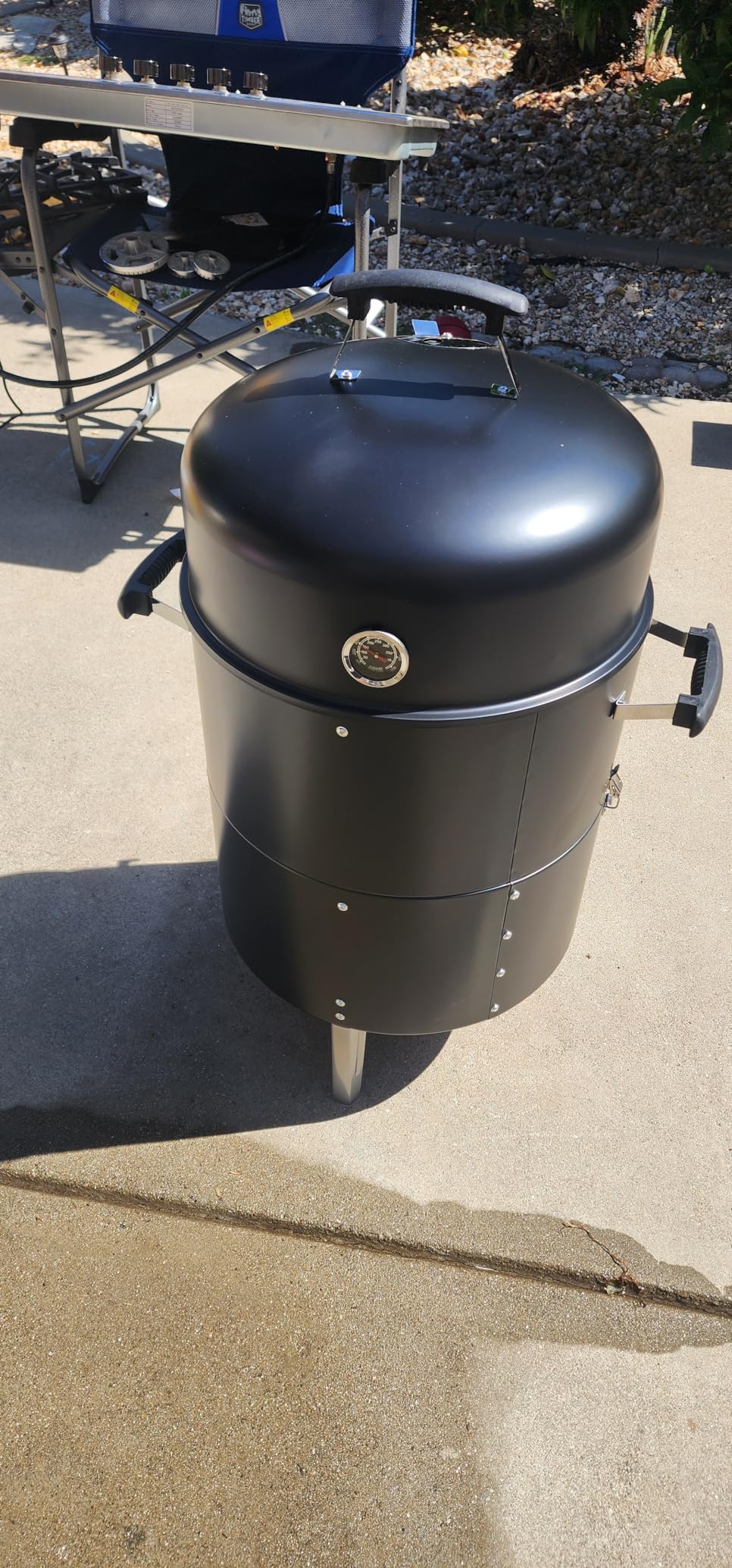 Realcook Vertical 17 Inch Steel Charcoal Smoker, Heavy Duty Round BBQ Grill for Outdoor Cooking, Black customer photo 1