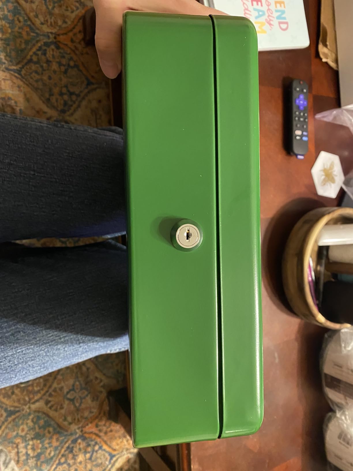 Cash Box with Lock Key and Money Tray - Large Money Box for Cash Register, Metal Lock Box for Money Safe 11.8