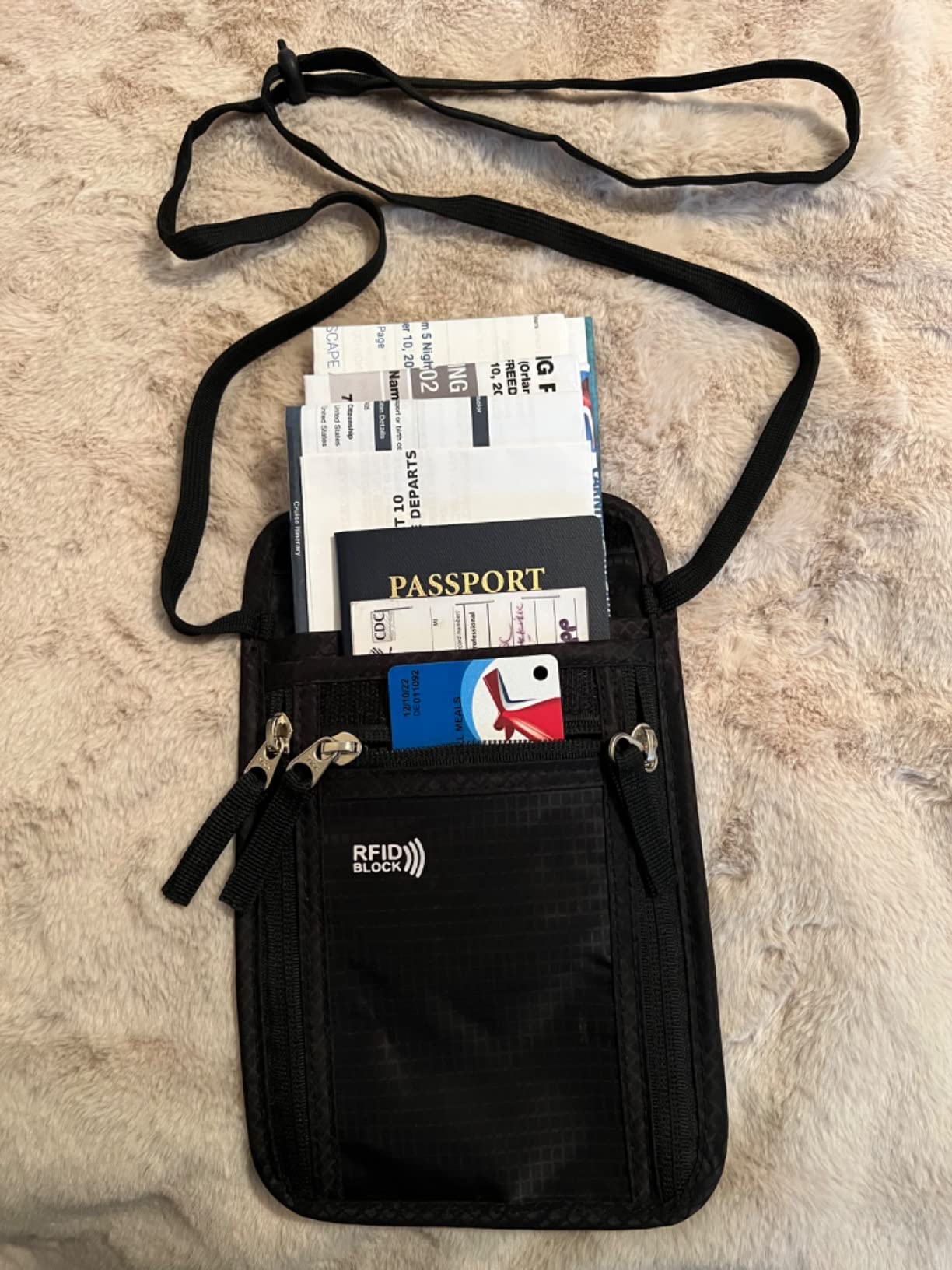 Travel Pouch Neck Wallet Family Passport Holder Organizer Case with RFID Blocking customer photo 1