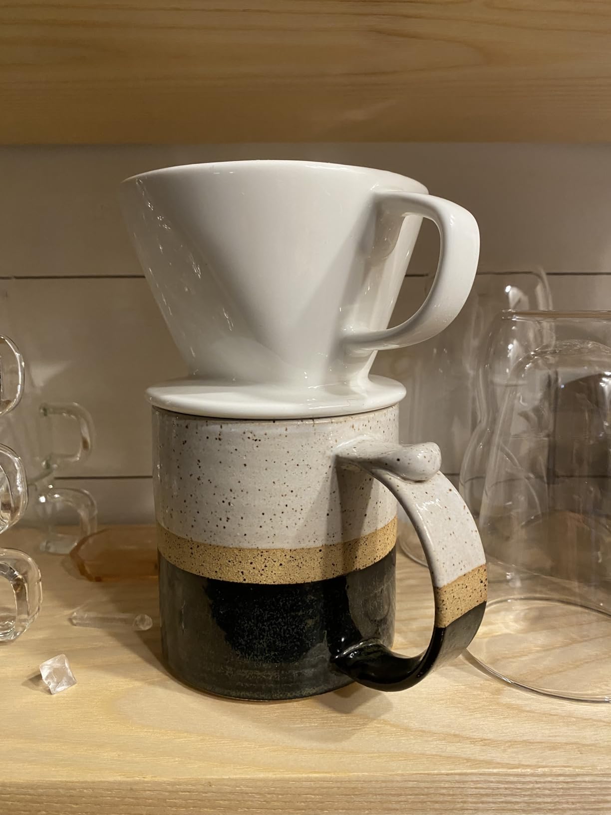 DOWAN Pour Over Coffee Maker, Non-Electric Pour Over Coffee Dripper, Manual Brew Maker, Single Cups Porcelain Slow Brewing Accessories for Gifts, White customer photo 2