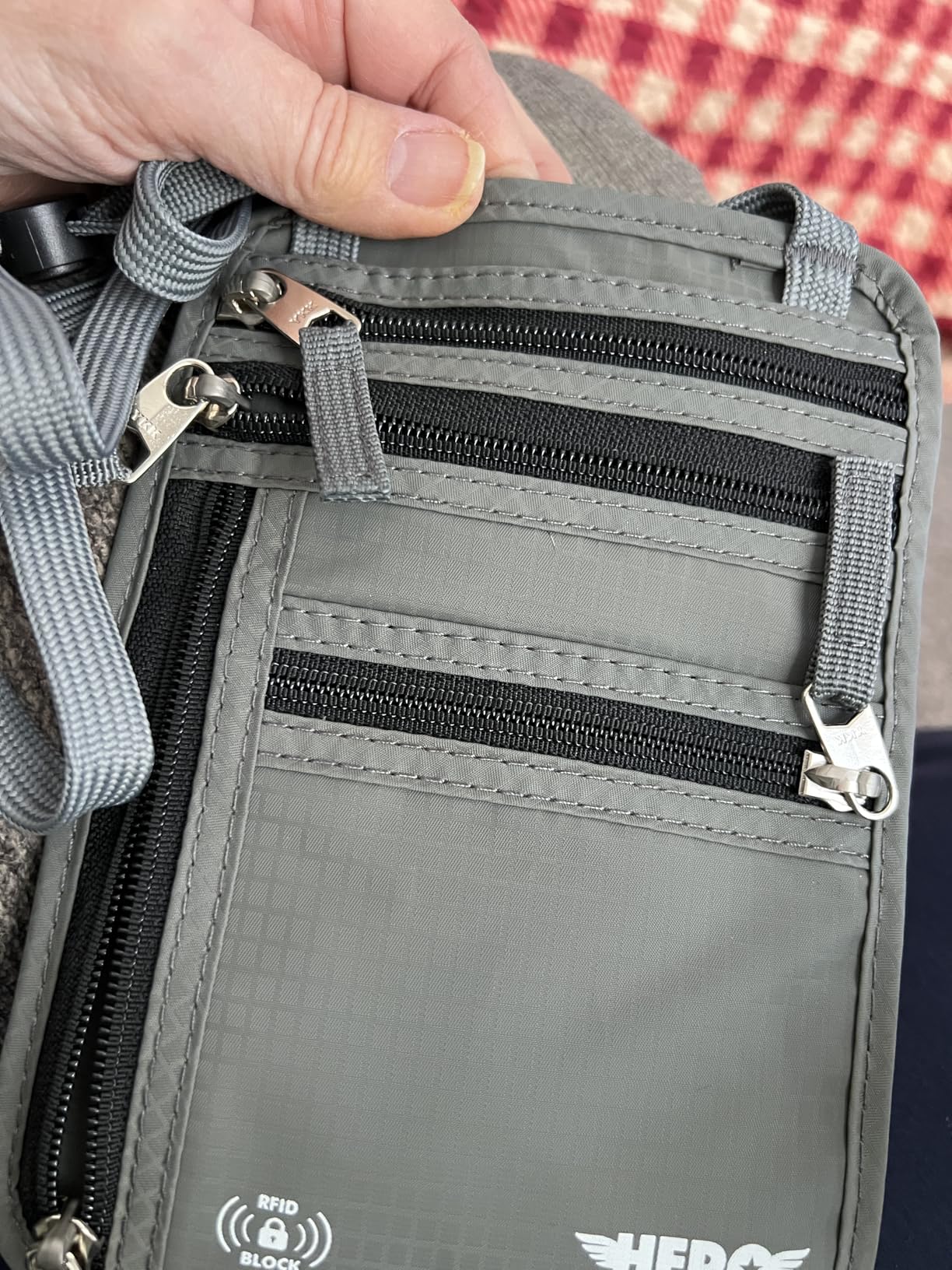 HERO Neck Wallet - RFID Blocking Passport Holder, Easy to Conceal and Pouch (Army Grey) customer photo 1