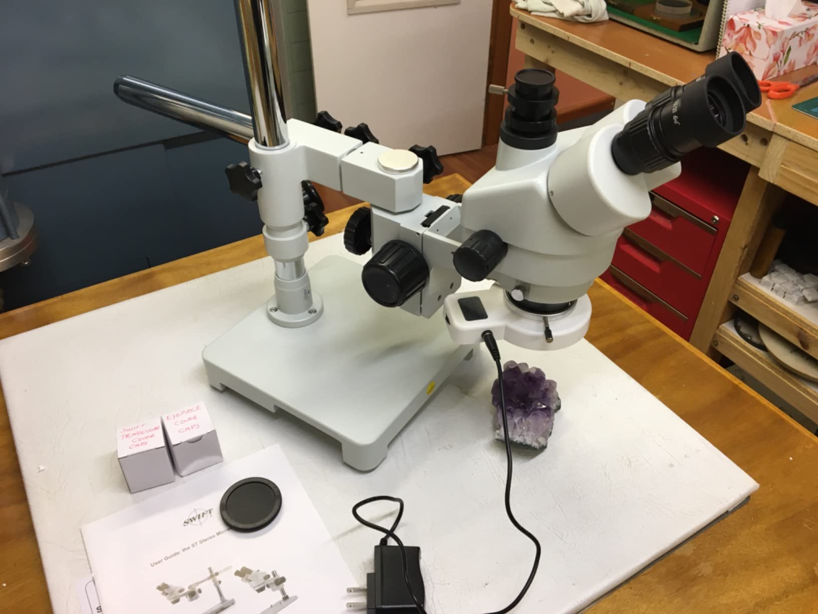 SWIFT S7 7X-45X Trinocular Stereo Microscope with Wide-Field 10X Eyepieces,0.7X-4.5X Zoom Objective Lens, Single-Arm Boom Stand, and 56-Bulb LED Ring Light customer photo 2