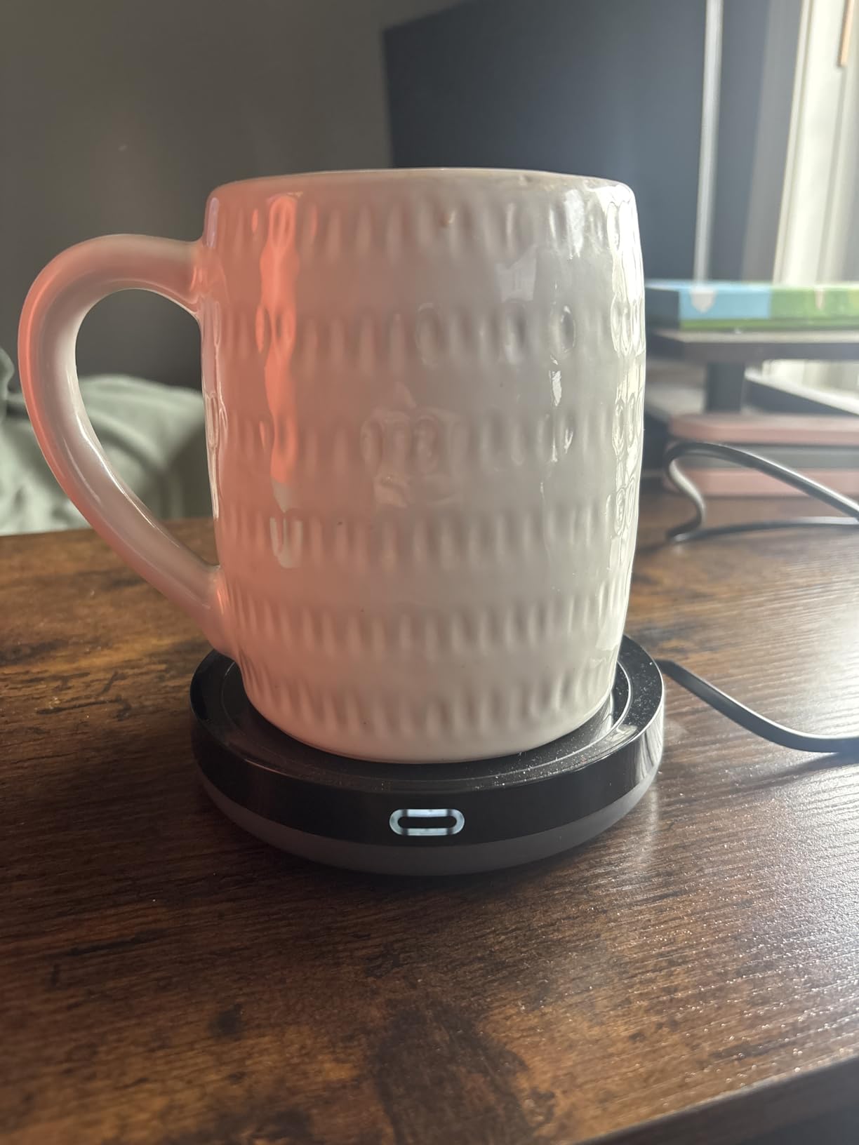 BESTINNKITS Smart Coffee Cup Warmer Set, Auto On/Off Gravity-induction Mug Office Desk Use, Candle Wax Cup Warmer Heating Plate (Up To 131F/55C), 14oz customer photo 1