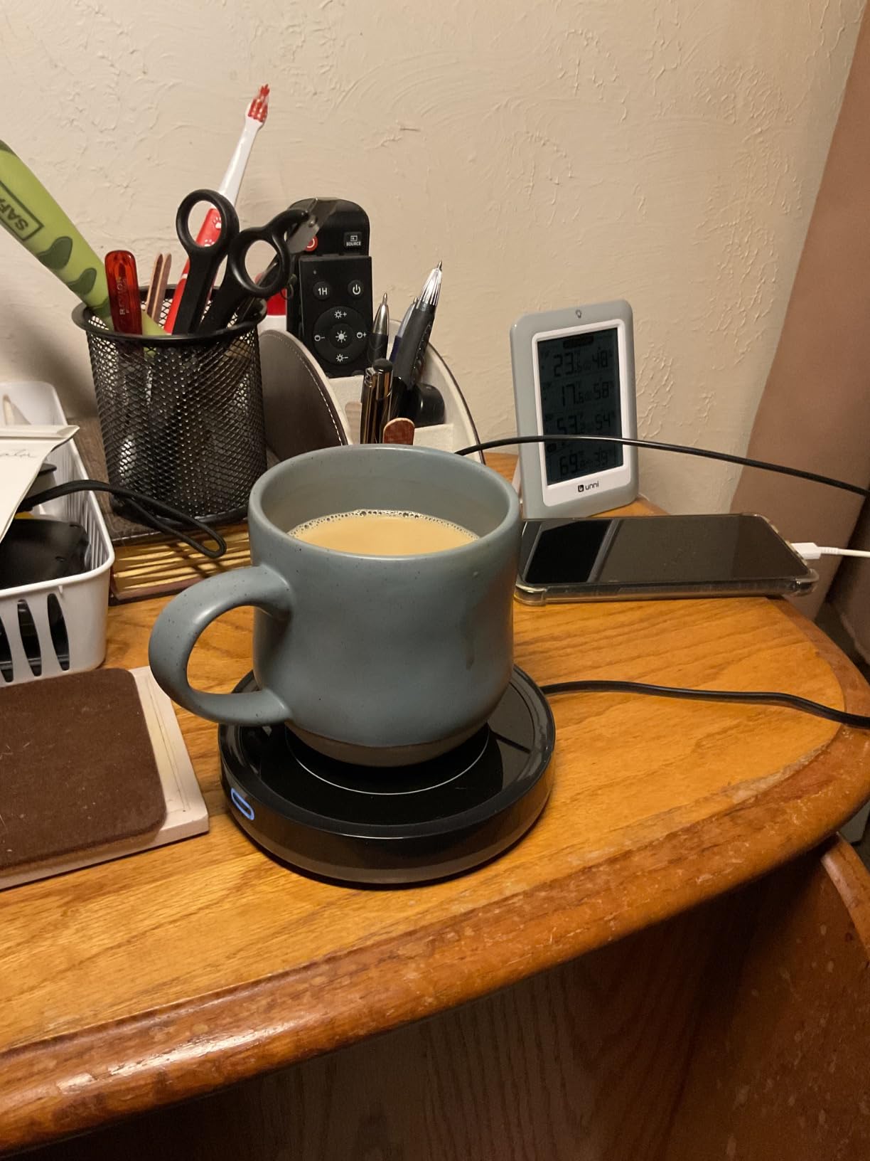 BESTINNKITS Smart Coffee Cup Warmer Set, Auto On/Off Gravity-induction Mug Office Desk Use, Candle Wax Cup Warmer Heating Plate (Up To 131F/55C), 14oz customer photo 2