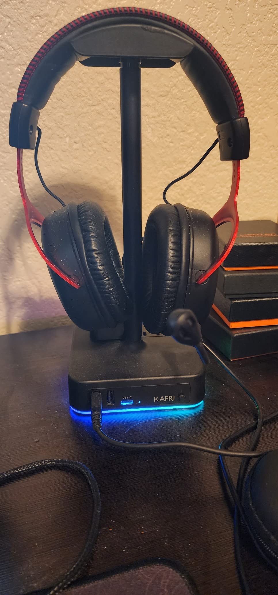 KAFRI RGB Headphone Stand with USB A and C Charger Desk Gaming Headset Holder Hanger Rack with 3 USB Charging Port and 2 Outlet customer photo 1