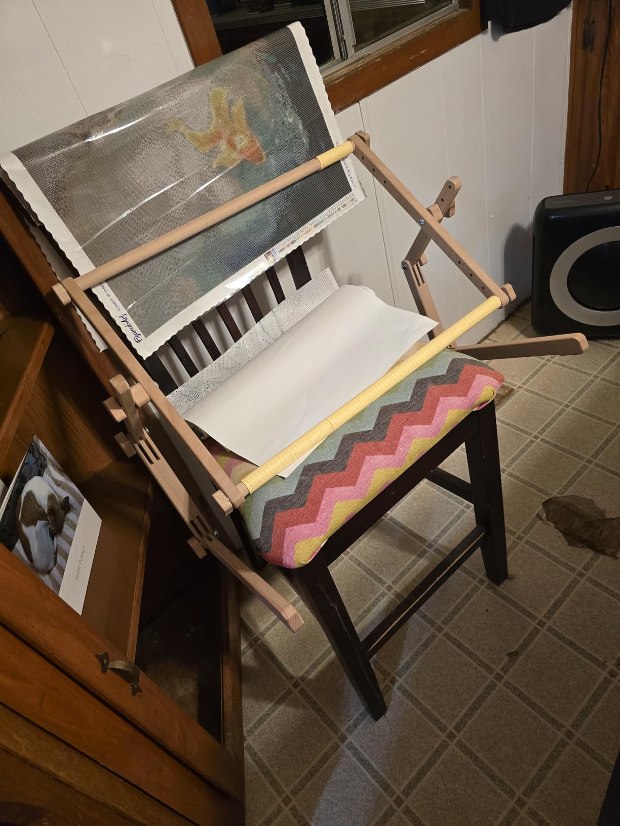 Needlework Table and Lap Hands-Free Stand with Adjustable Frame Made of Organic Beech Wood Tapestry Cross Stitch Embroidery Frame Holder (35х48 cm (13.7