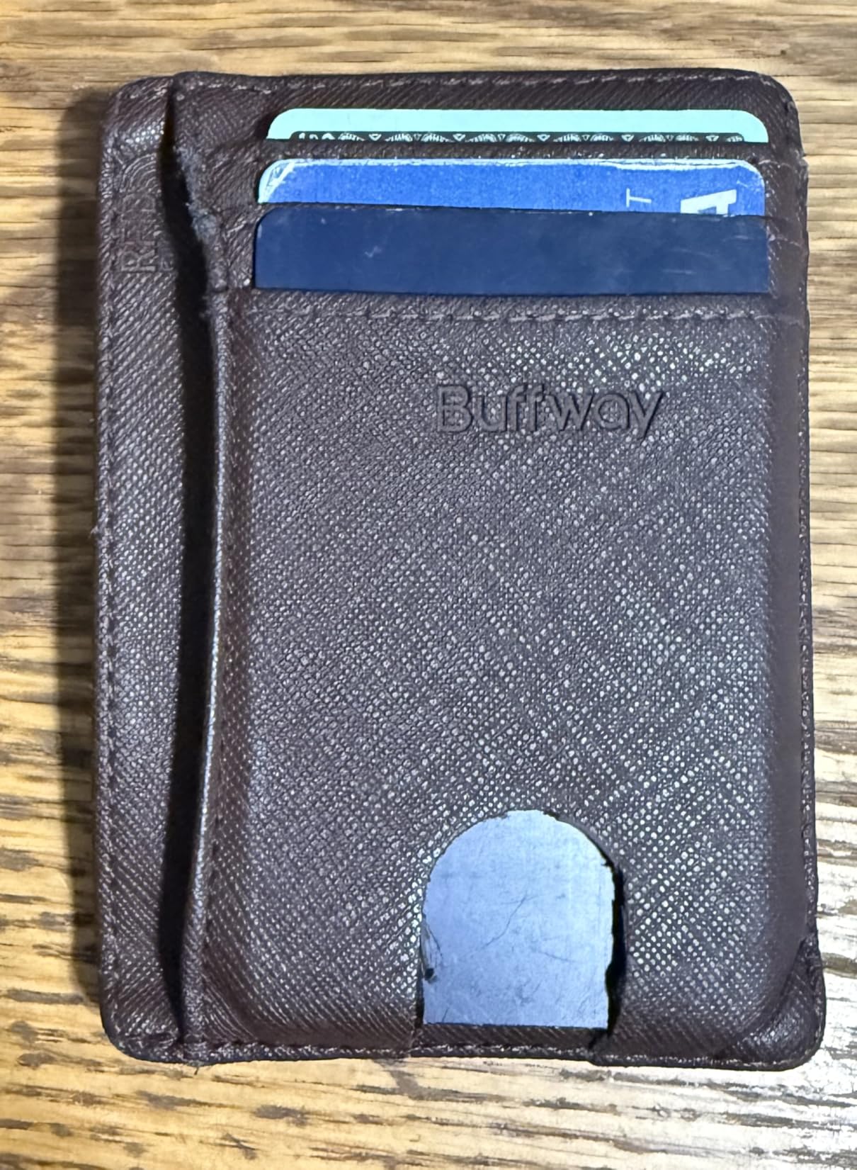 Slim Minimalist Front Pocket RFID Blocking Leather Wallets for Men and Women - Carbon Fiber Black customer photo 2