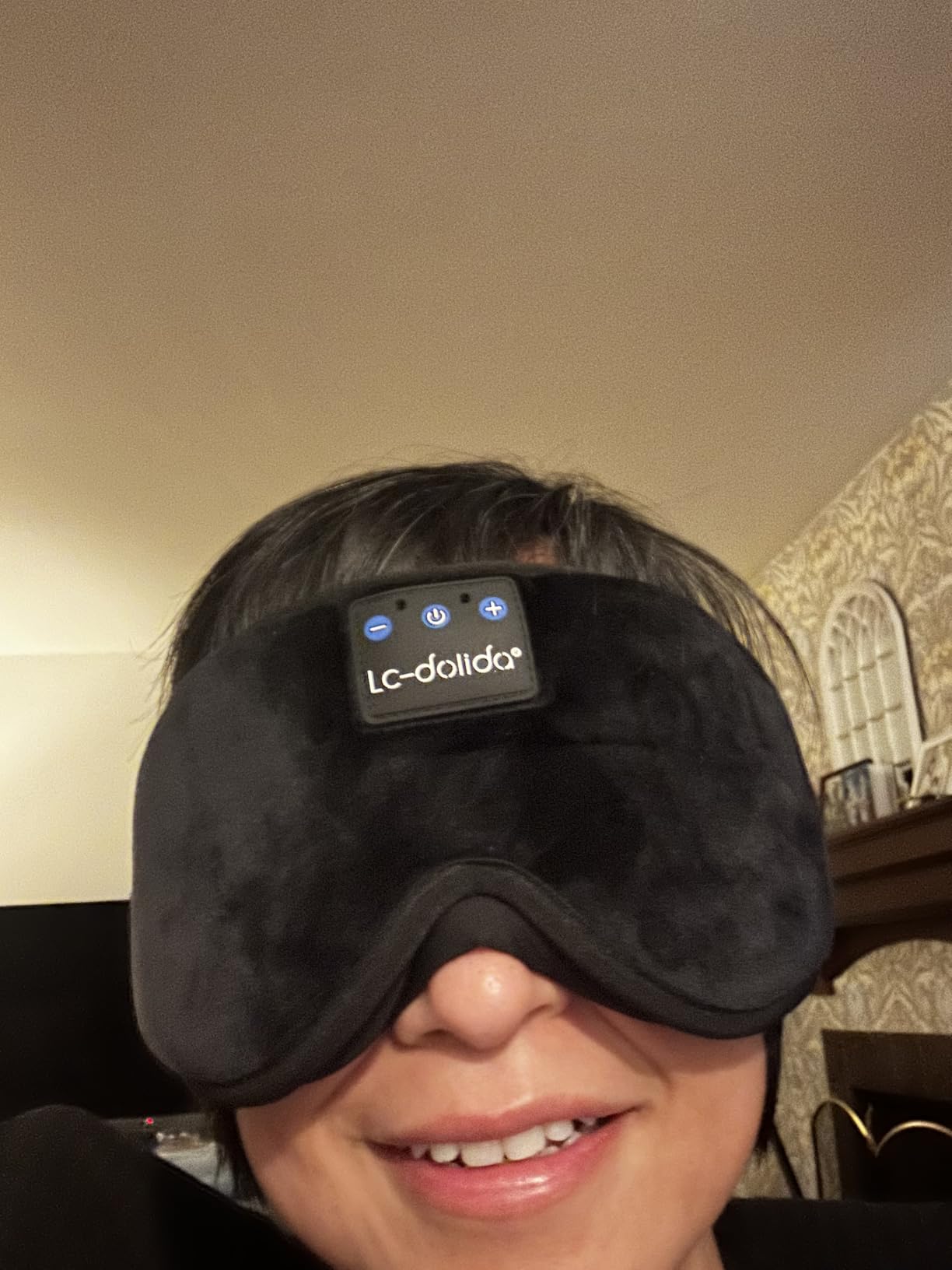 LC-dolida Sleep Headphones, 3D Sleep Mask Bluetooth Wireless Music Eye Mask, Sleeping Headphones for Side Sleepers Sleep Mask with Bluetooth Headphones Ultra-Thin Stereo Speakers Perfect for Sleeping customer photo 1