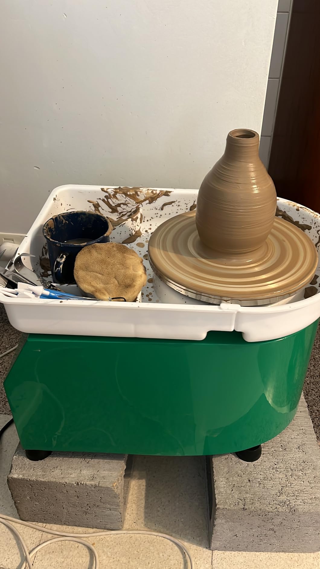 Pottery Wheel Pottery Forming Machine 25CM 350W Electric Pottery Wheel with Foot Pedal DIY Clay Tool Ceramic Machine Work Clay Art Craft (Orange) customer photo 1