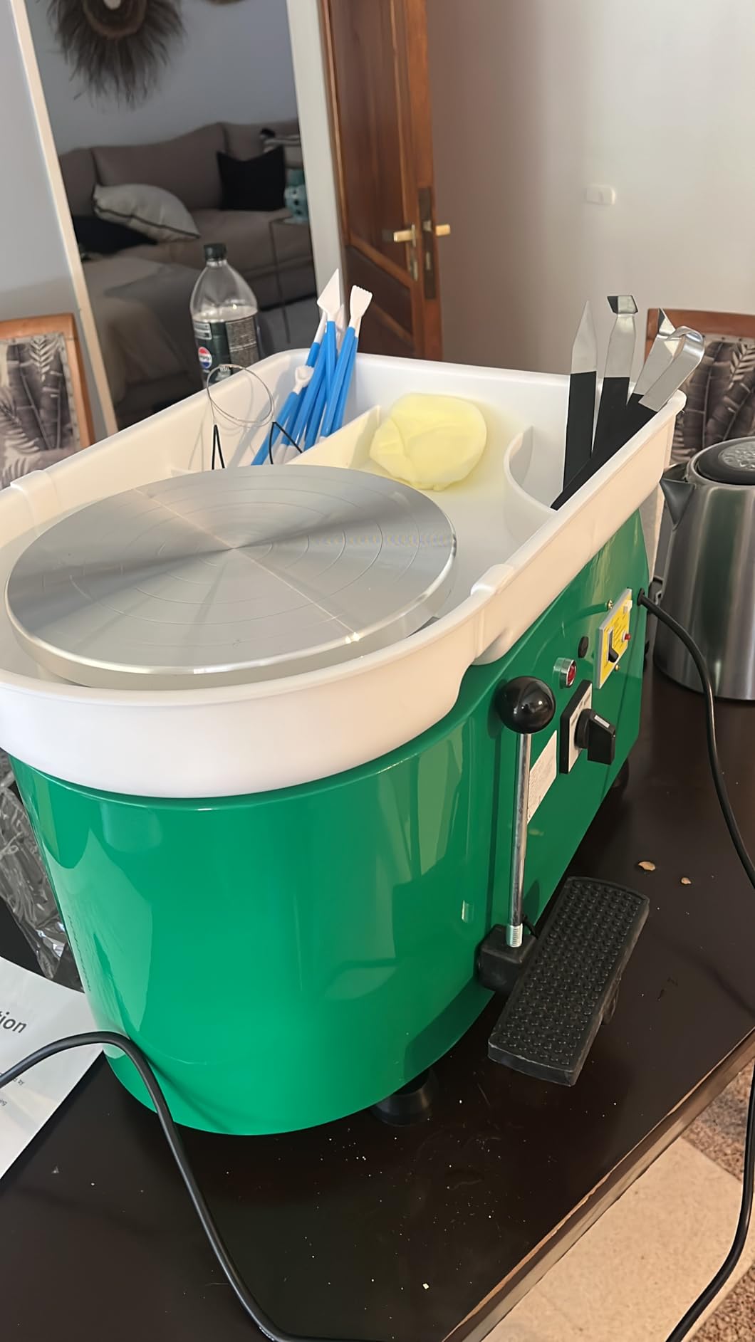 Pottery Wheel Pottery Forming Machine 25CM 350W Electric Pottery Wheel with Foot Pedal DIY Clay Tool Ceramic Machine Work Clay Art Craft (Orange) customer photo 2