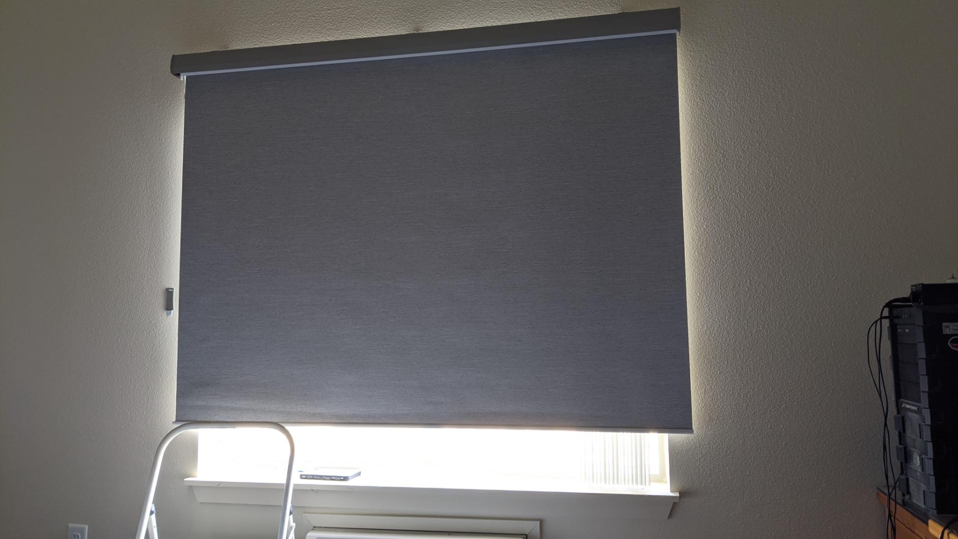 Motorized Roller Shades 100% Blackout Free Stop Window Shades Cordless Wireless Remote Control Window Roller Blinds with Valance for Smart Home and Office, Customized Size, Linen Beige customer photo 1