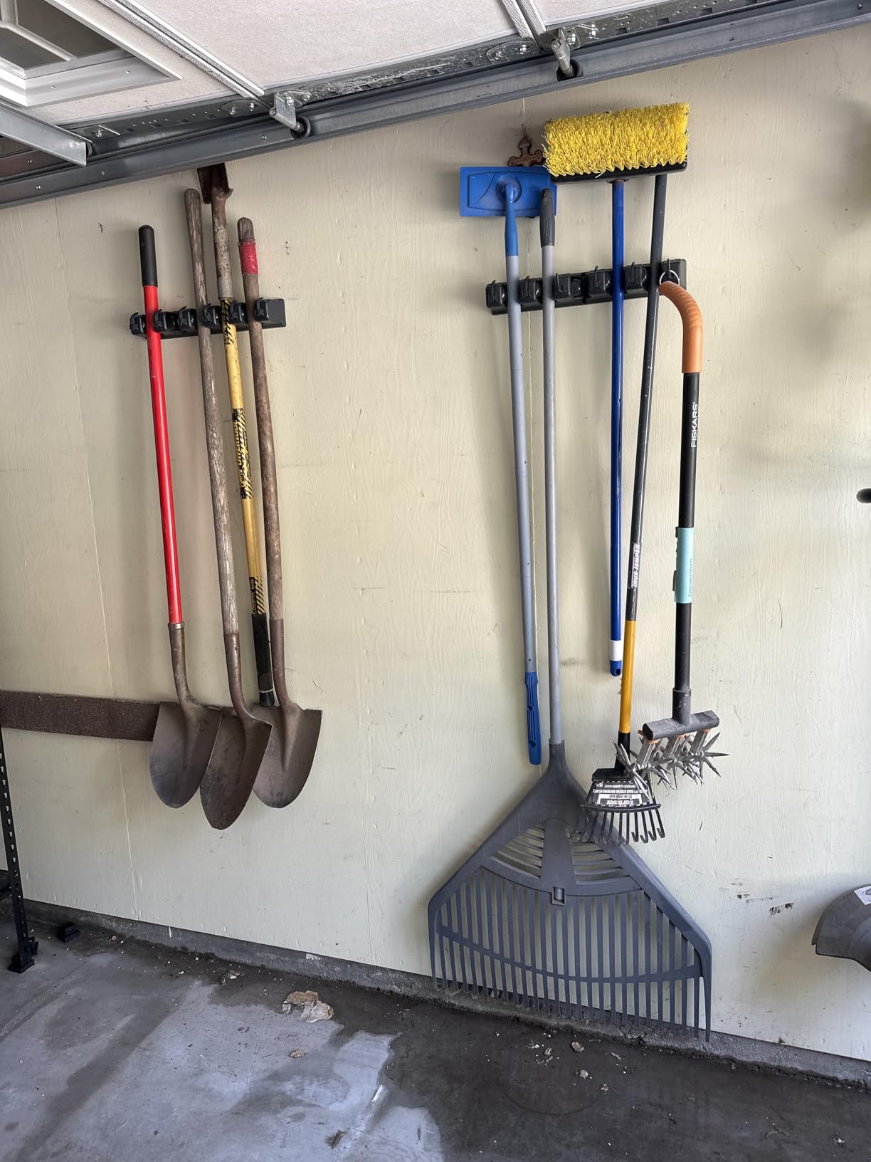 IMILLET 2 Pack Mop and Broom Holder, Wall Mounted Organizer Mop and Broom Storage Tool Rack with 5 Ball Slots and 6 Hooks (Black) customer photo 2