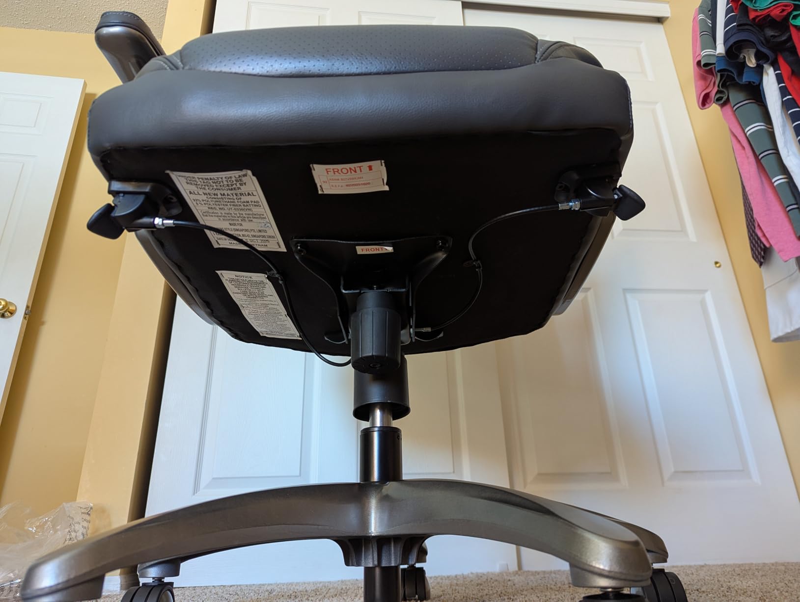 Amazon Basics Ergonomic Executive Office Desk Chair with Lumbar Support, Flip-up Armrests, Adjustable Height, Cream Leather customer photo 1