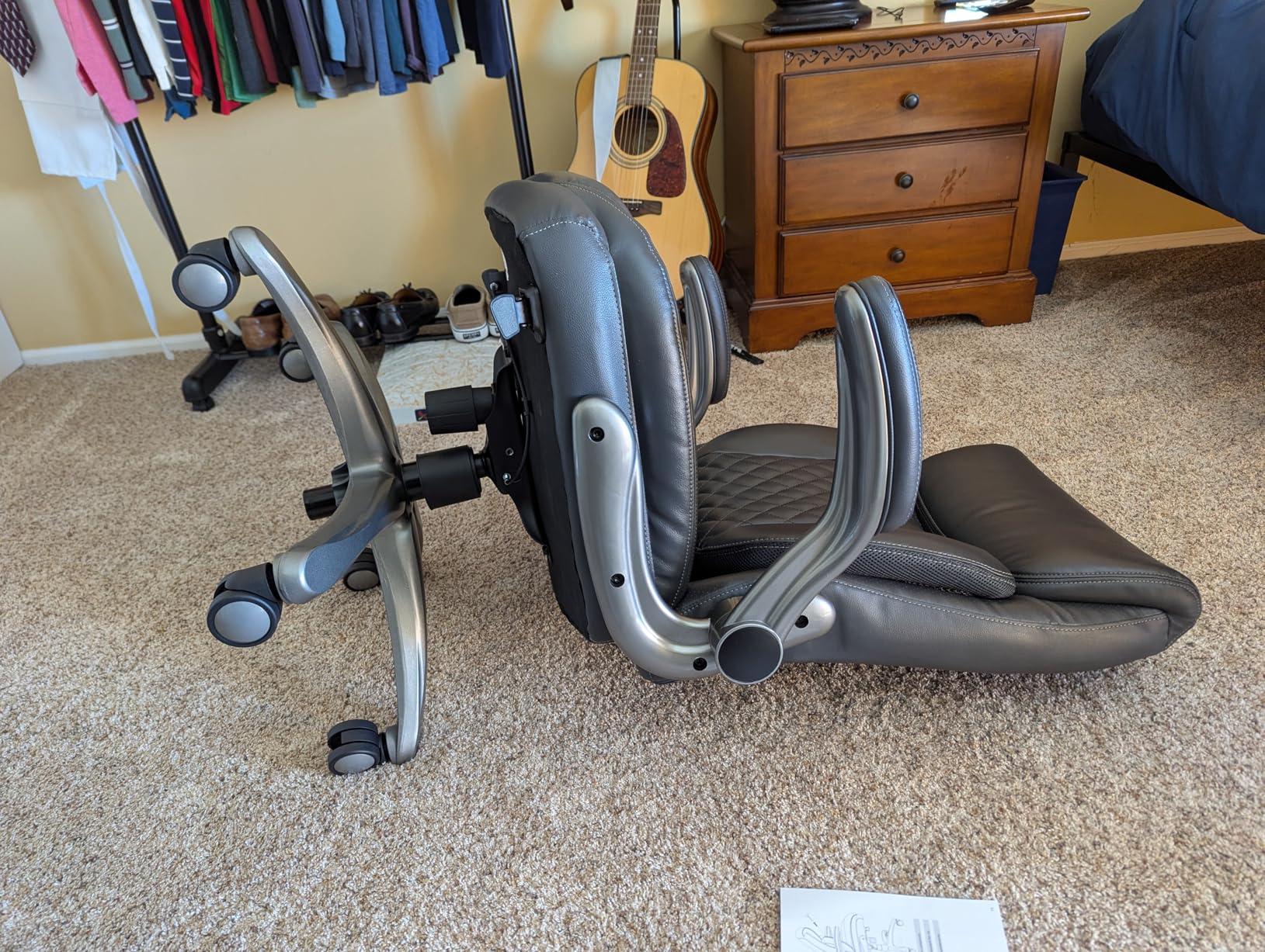 Amazon Basics Ergonomic Executive Office Desk Chair with Lumbar Support, Flip-up Armrests, Adjustable Height, Cream Leather customer photo 2