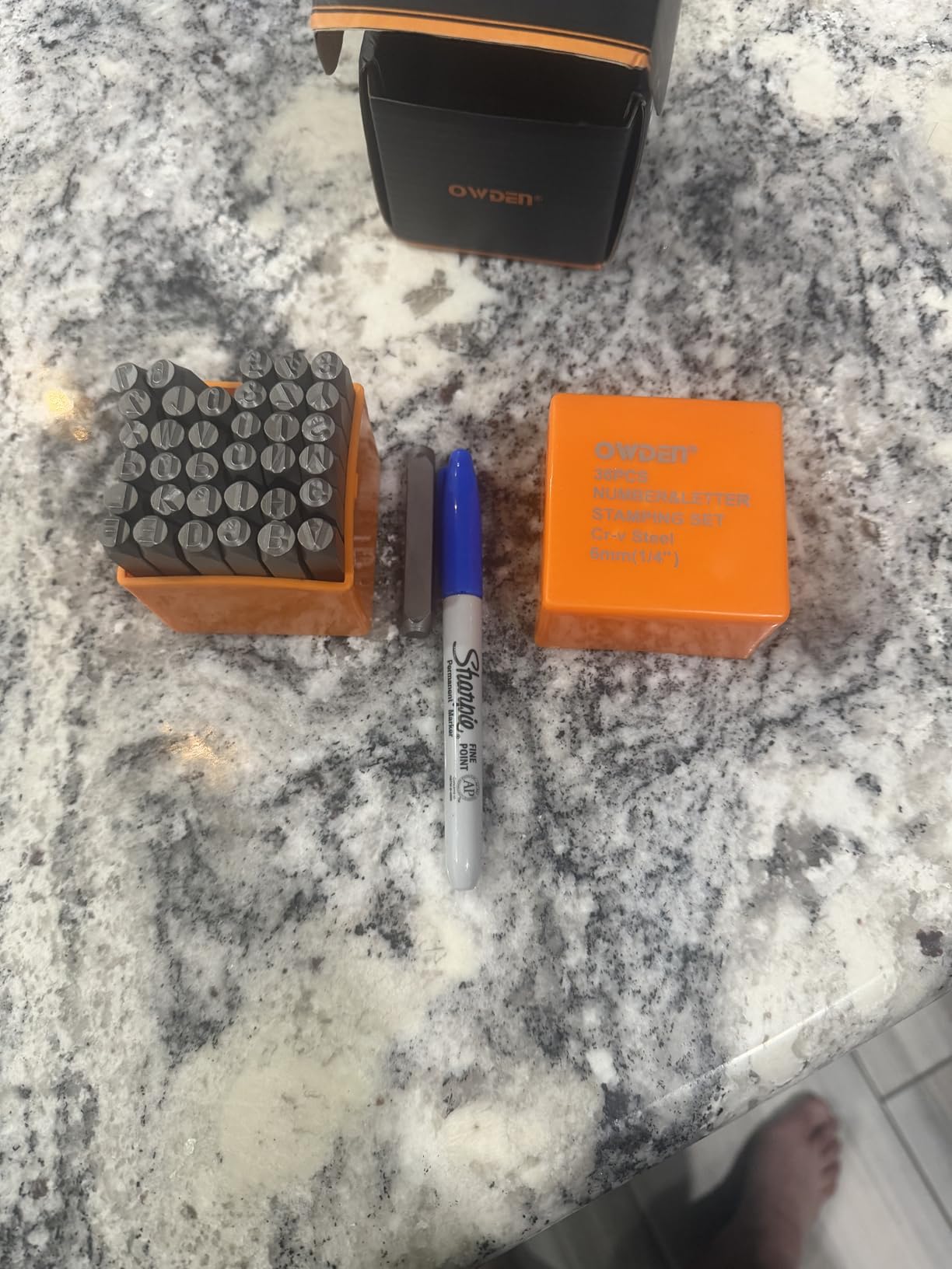 OWDEN Professional 36Pcs. Steel Metal Stamping Tool Set, 3mm Steel Number and Letter Punch Set, Alloy Steel Made HRC 58-62 for Jewelry Craft Stamping customer photo 1