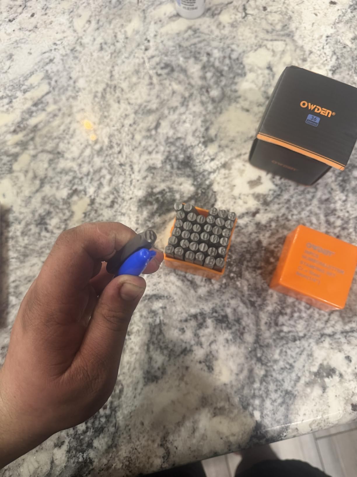 OWDEN Professional 36Pcs. Steel Metal Stamping Tool Set, 3mm Steel Number and Letter Punch Set, Alloy Steel Made HRC 58-62 for Jewelry Craft Stamping customer photo 2