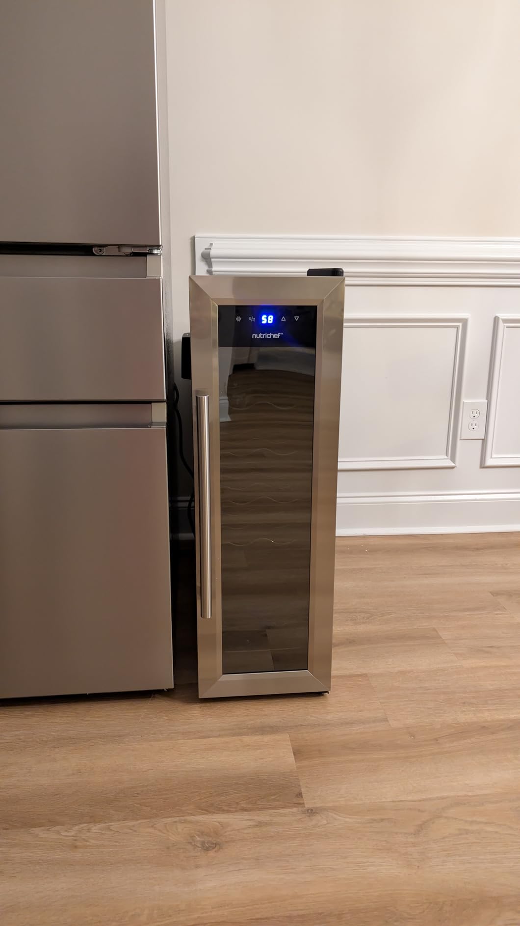 Nutrichef 12 Bottle Stainless Steel Slim Wine Fridge | Red & White Wine Chiller | Adjustable Temperature Control, Ultra Quiet Operation & Energy Efficient | Mini Wine Cooler Refrigerator customer photo 2