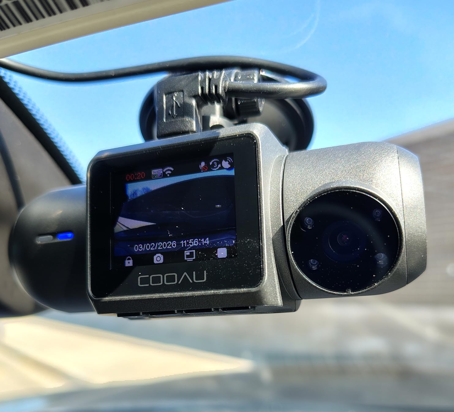 COOAU D30S 4K Dash Cam with GPS Wi-Fi, Front and Inside Dual 2.5K 1080P, Uber Car Camera with Infrared Night Vision, Supercapacitor, 4 IR LEDs, G-Sensor, Parking Mode, Loop Recording customer photo 2