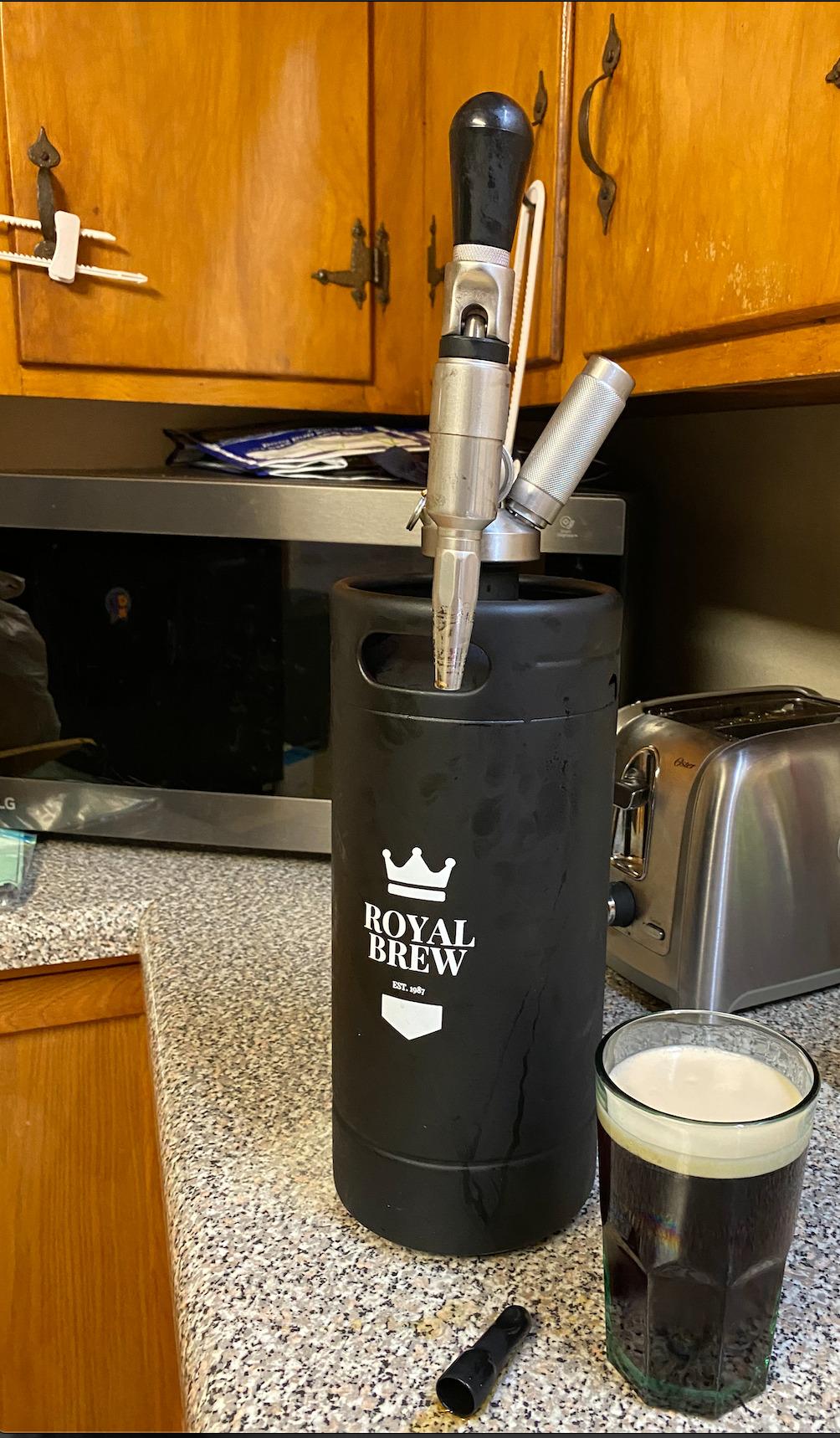 The Original Royal Brew Nitro Cold Brew Coffee Maker - Gift for Coffee Lovers -128 oz Extra Large Home Keg, Nitrogen Gas System Coffee Dispenser Kit - Use Nitrogen or Nitrous Oxide customer photo 2