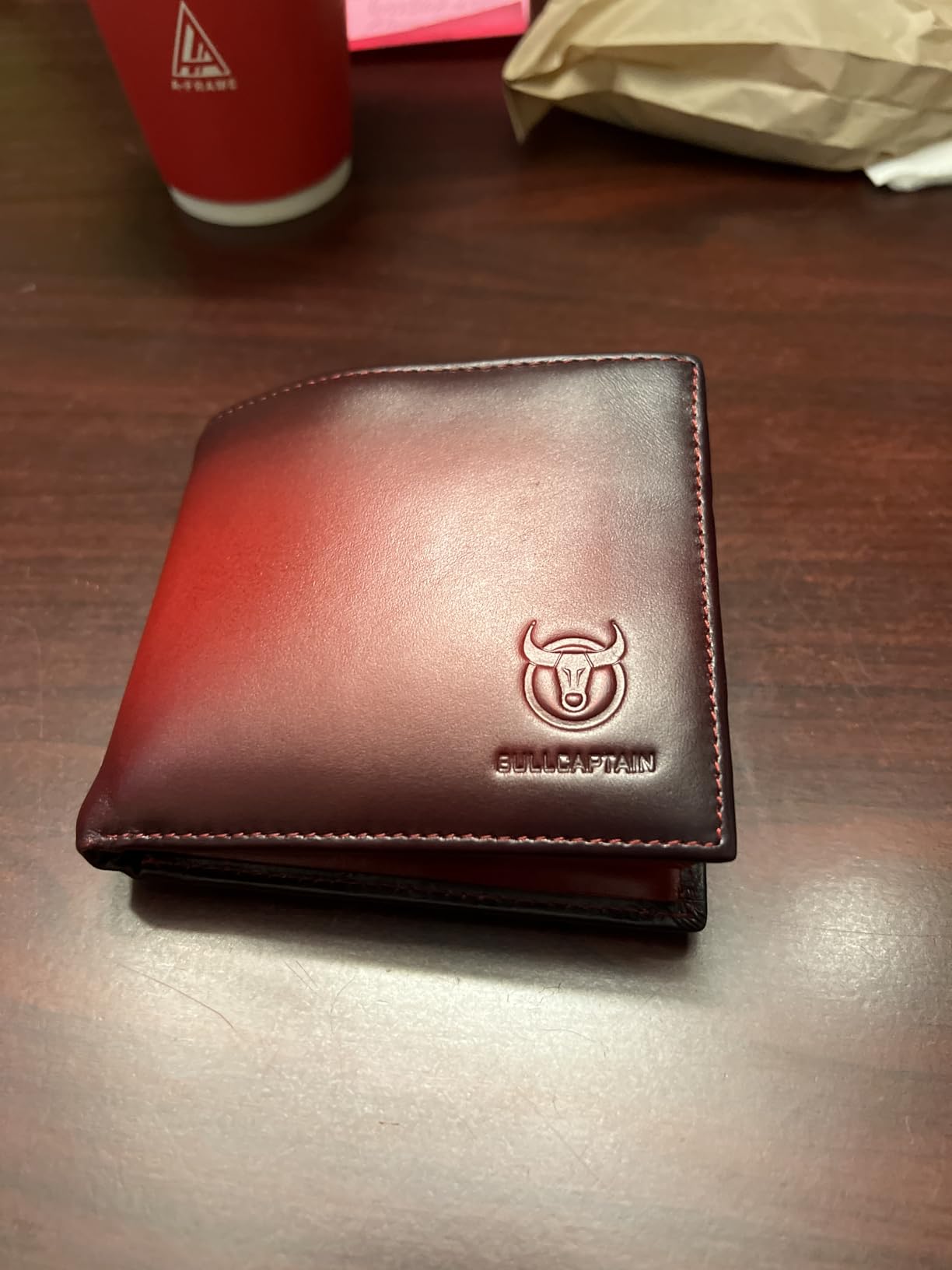 RFID Wallets for Men Slim Bifold Genuine Leather Front Pocket Wallet with 2 ID Windows QB-05 (Brown) customer photo 1