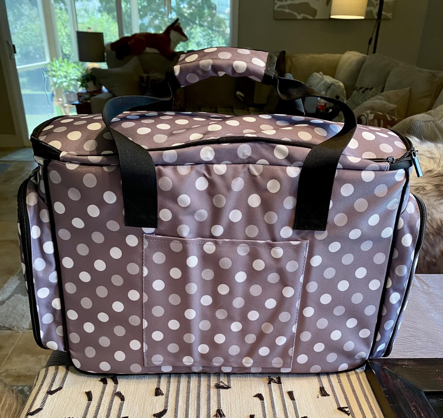 LUXJA Sewing Machine Case with Removable Padding Pad, Travel Case for Sewing Machine and Accessories (Fit for Most Standard Sewing Machines), Gray Dots (Bag Only) customer photo 1