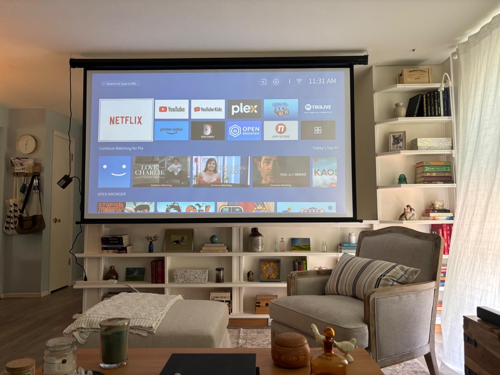 Motorized Projector Screen - Indoor and Outdoor Movies Screen Electric Projector Screen W/Remote Control (120 inch) customer photo 2